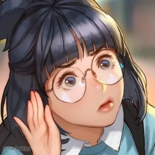 🧐 1df919af Аниме, Девушка, Очки, Милая whatsapp sticker