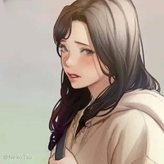 ☺ 336f35fc Аниме, Девушка, Подросток, Портрет, Искусство whatsapp sticker