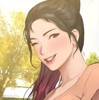 😉 8282ea01 Аниме, Женщина, Подмигивание, Улыбка whatsapp sticker