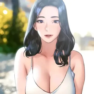 😇 9ccde9bf женщина, девушка, мультфильм, иллюстрация, декольте whatsapp sticker