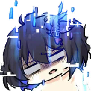 😩 d3a52539 anime, glitch, sad, character, digital art whatsapp sticker