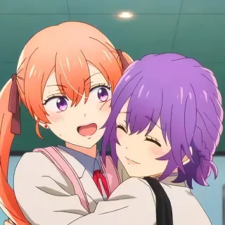 🙂 741c73af อนิเมะ, ตัวละคร, มิตรภาพ, ผู้หญิง, กอด, น่ารัก, การ์ตูน telegram sticker