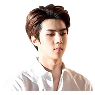 😒 1435ca2f potret, pria, selebriti, korea, penyanyi, tampan, kemeja putih whatsapp sticker