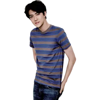 ☺️ 1cc1b627 pria, kasual, potret, kaos, jeans whatsapp sticker