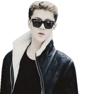 😎 96869162 pria, kacamata hitam, jaket, mode, gaya, potret whatsapp sticker