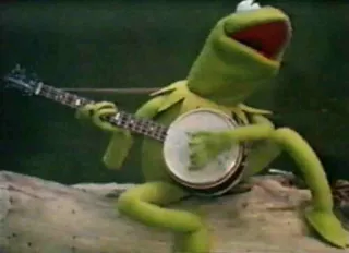 🎶 15e38a7e Kermit เคอร์มิท, มัพเพ็ตส์, กบ, แบนโจ, เพลง, หุ่นกระบอก, การ์ตูน telegram sticker