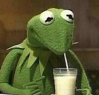 🥛 1764939d Kermit เคอร์มิท, มัปเพ็ต, ดื่ม, มีม, ผ่อนคลาย, จิบ, หุ่นกระบอก telegram sticker