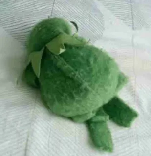 😔 bfe50482 Kermit เคอร์มิท, มัพเพ็ต, ตุ๊กตา, เศร้า, ซึมเศร้า, สีเขียว, หุ่นกระบอก telegram sticker