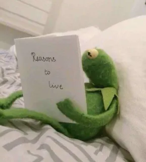 😐 c02f38e2 Kermit Reasons to live. เคอร์มิท, เหตุผลของการมีชีวิต, คิดบวก, แรงบันดาลใจ, น่ารัก, ให้กำลังใจ telegram sticker