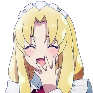 😂 786bd8be anime, personaje, rubia, sonrisa, chica telegram sticker