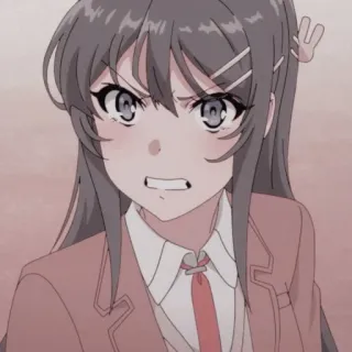 ⛓ e6462bba Mai Sakurajima Rascal Does Not Dream of Bunny Girl Senpai อนิเมะ, Bunny Girl Senpai, Sakurajima Mai, สาวอนิเมะ, โกรธ, น่ารัก whatsapp sticker