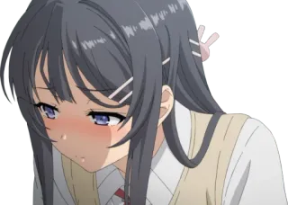😣 d17358c4 Mai Sakurajima Rascal Does Not Dream of Bunny Girl Senpai Anime, Mädchen, Schuluniform, errötend whatsapp sticker