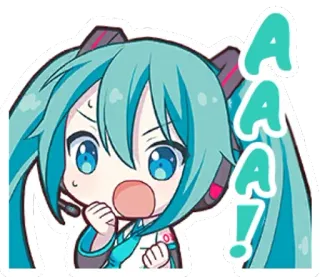 😯 d0a64a9e Hatsune Miku AAAA! アニメ, ボーカロイド, 可愛い, ちび, 表情 telegram sticker