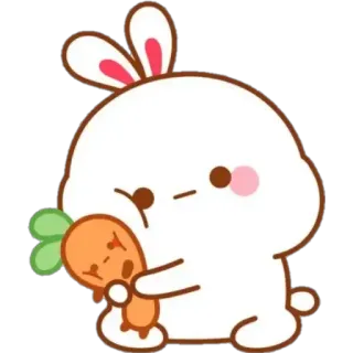 🍼 0be72ef1 милый, заяц, кролик, морковь, каваий, наклейка, мультфильм telegram sticker