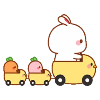 🍼 5d37456e милый, кролик, цыпленок, животные, поезд, кавайный telegram sticker