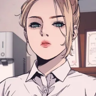 ❤️ 23d21f40 卡通, 女人, 金发, 办公室, 人物 whatsapp sticker