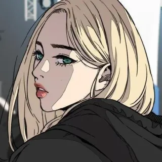 ❤️ 286ce450 动漫女孩, 金发, 肖像, 耳机 whatsapp sticker