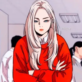 ❤️ 84798bc1 动漫女孩, 角色, 卡通, 绘画, 肖像, 女性 whatsapp sticker