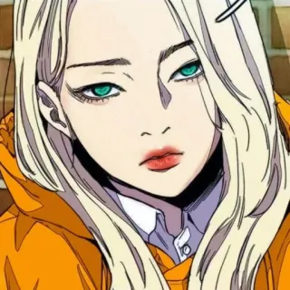 🚴‍♀ b718cb5a 动漫, 女孩, 肖像, 金发, 卡通, 绿眼睛 whatsapp sticker