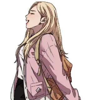 ❤️ cd70a49b 动漫, 金发, 女人, 背包, 卡通, 女孩 whatsapp sticker