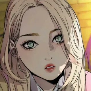 ❤️ dac943da 女人, 女孩, 动漫, 肖像, 金发, 女人, 脸 whatsapp sticker