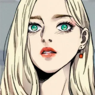 ❤️ de04deb4 女人, 女孩, 金发, 肖像, 动漫, 卡通 whatsapp sticker