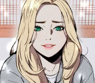 ❤️ e7ce515e 动漫, 女孩, 金发, 卡通, 肖像 whatsapp sticker