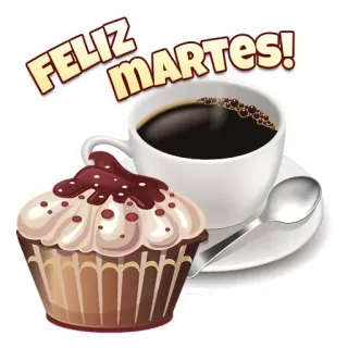 😶 544b73ec FELIZ MARTES! コーヒー, カップケーキ, 火曜日, 幸せ telegram sticker