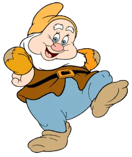 🕺 390cb09e Happy Snow White and the Seven Dwarfs cartoon, dwarf, happy, disney character, snow white telegram sticker