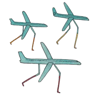 ✈ 68ece0b7 飞机, 卡通, 腿, 走路, 飞行器, 搞笑, 插图 telegram sticker