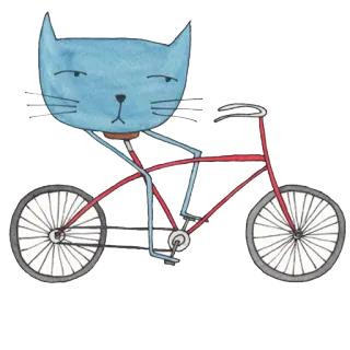 🐱 b5e62a64 猫, 自行车, 自行车, 动物, 插画, 可爱, 异想天开 telegram sticker