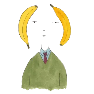 🍌 f0059113 香蕉, 水果, 眼睛, 毛衣, 领带, 水彩 telegram sticker