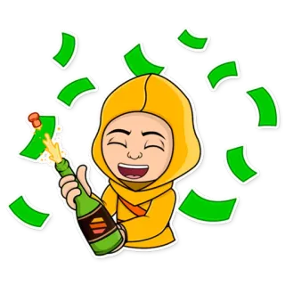 💰 263843a1 perayaan, uang, pemenang, sampanye, beruntung, kekayaan, kesuksesan telegram sticker