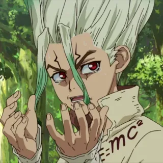 🔬 73dc9cf8 Ishigami Senku Dr. Stone 动漫, 科学家, 严肃, 生气, 漫画 telegram sticker