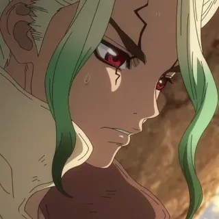 🔬 9cd77221 Senku Ishigami Dr. Stone 动漫, 漫画, 科学家, 严肃, 坚决 telegram sticker