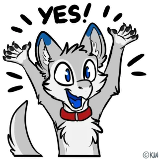 👍 07698c62 YES! lupo, animale, felice, festa, cartone animato telegram sticker