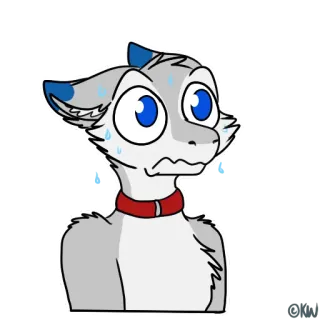 💦 4125b085 Cartone animato, Animale, Furry, Preoccupato, Scioccato, Blu, Bianco, Adesivo telegram sticker