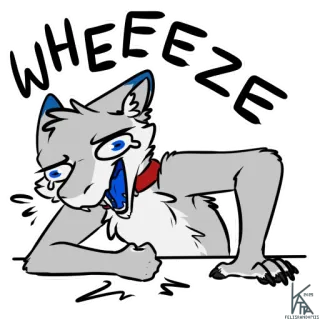 😂 4239efb7 WHEEZE ansimare, ridere, divertente, cartone animato, lupo, meme telegram sticker