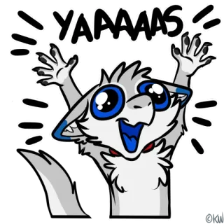 👍 49bc5ad5 YAAAAS espressione, yaaass, entusiasta, cartoni animati, eccitato, positivo, celebrazione telegram sticker