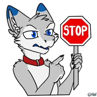 🛑 5df1a862 STOP Furry, Segnale di Stop, Avviso, Animale, Cartone animato, Illustrazione telegram sticker