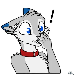 🙊 780e0bad ! Furry, scioccato, cane, animale, esclamazione, sorpreso, cartone animato, adesivo telegram sticker