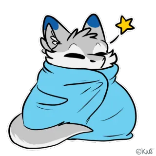 😌 86ea0d39 lupo, coperta, carino, stella, cartone animato, dormire, animale telegram sticker