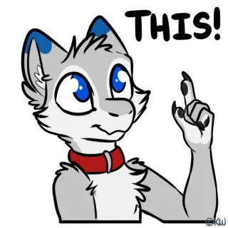 👆 891d724b THIS! Furry, Lupo, Sticker, Cartone animato, Animale, Indicando telegram sticker