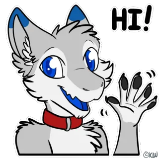👋 ab5abd36 HI! lupo, furry, saluto, amichevole, animale, cartone animato, ciao telegram sticker