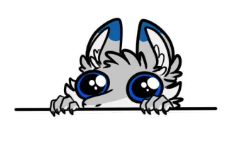 👀 bee44153 animale, lupo, carino, cartone animato, adesivo, occhi, disegno telegram sticker