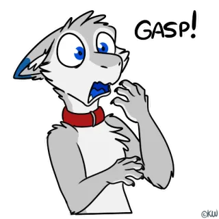😨 c0bc26b2 GASP! scioccato, sbigottimento, sorpresa, cartone animato, lupo, cane, animale, espressione telegram sticker