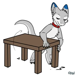 😤 cfddb381 Furry, Antropomorfo, Animale, Creatura, Tavolo, Collare, Cartone animato telegram sticker