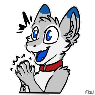 👏 cffd7e53 furry, antropomorfo, lupo, cane, applausi, eccitato, cartone animato telegram sticker