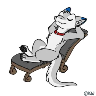 🪑 ee0cdbf7 antropomorfo, lupo, cartoni animati, rilassante, sdraio, furry, arte digitale telegram sticker