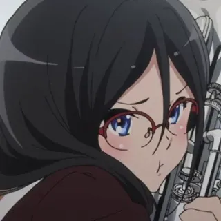 😡 591f4fc3 anime, girl, glasses, music, instrument, tuba whatsapp sticker